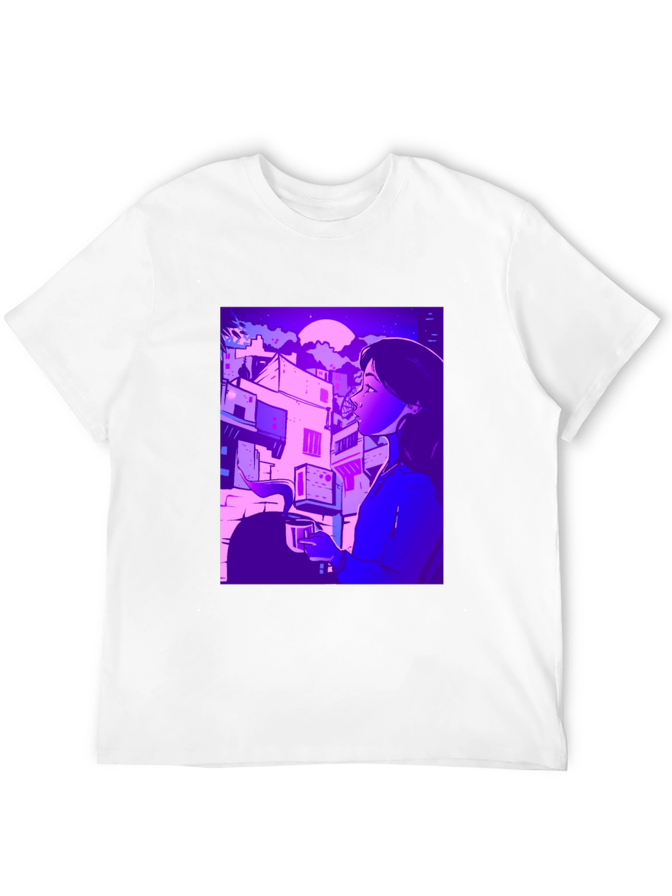 Artistic Urban Nightscape T-Shirt - Black