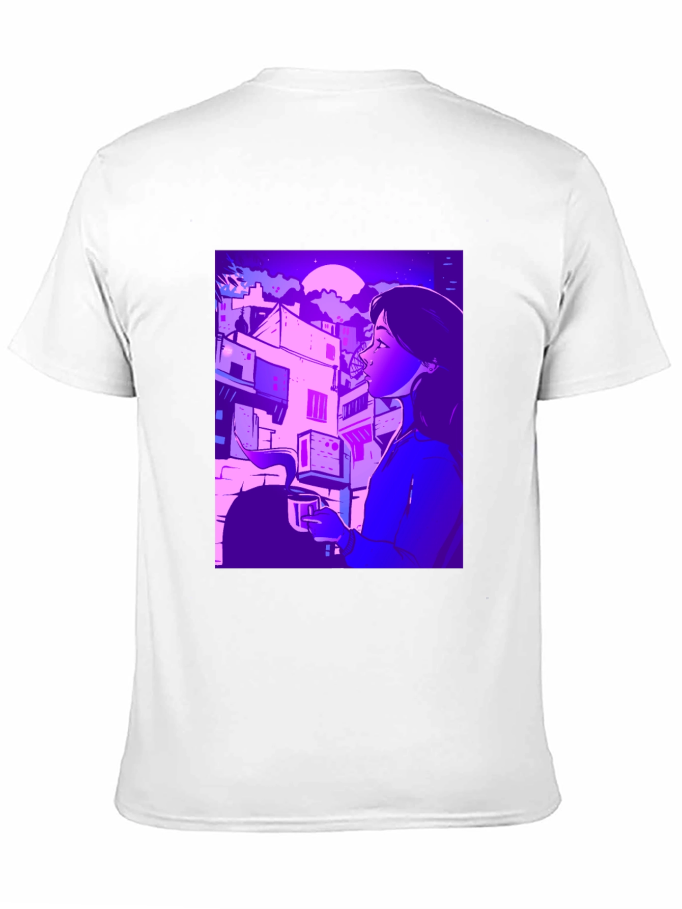 Artistic Urban Nightscape T-Shirt - Black