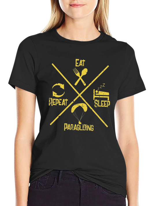 Eat Sleep Paragliding Repeat Black T-Shirt
