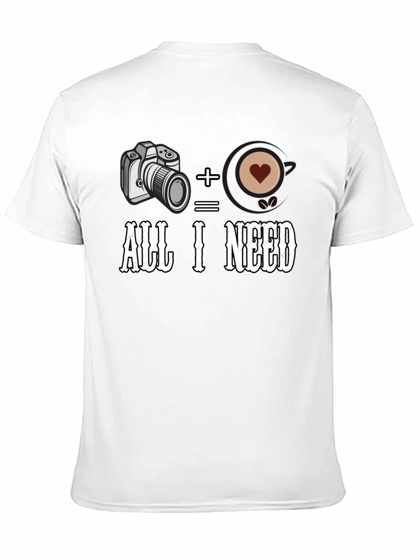 Camera + Coffee = All I Need Black T-Shirt