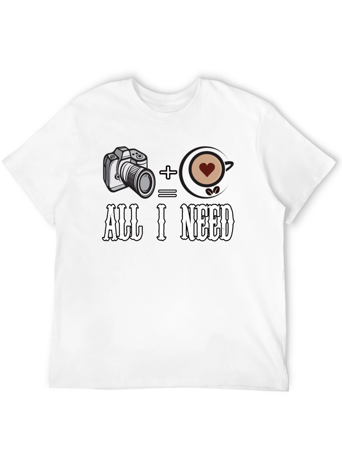 Camera + Coffee = All I Need Black T-Shirt