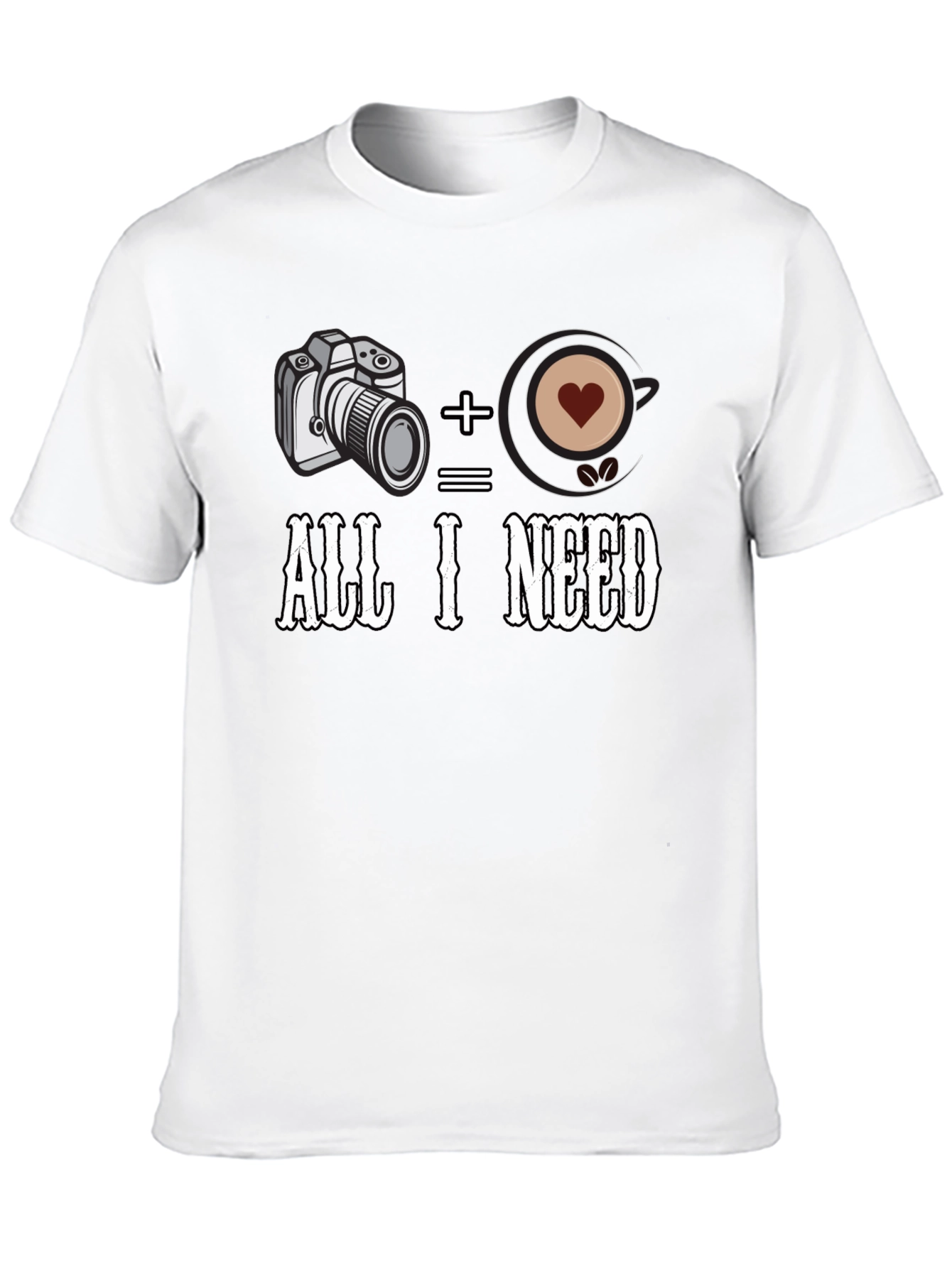 Camera + Coffee = All I Need Black T-Shirt