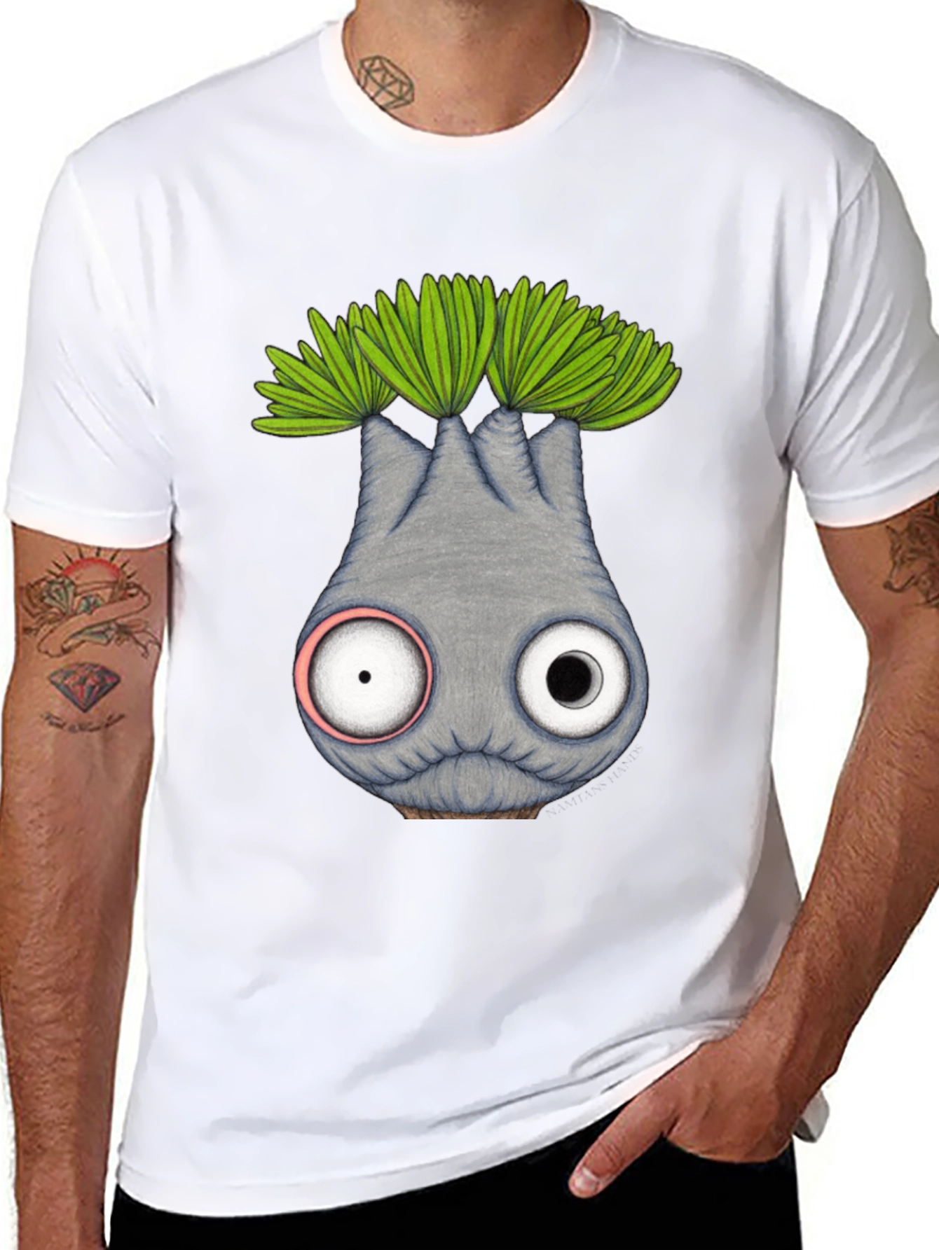 Whimsical Eyeball Plant Creature Graphic Tee