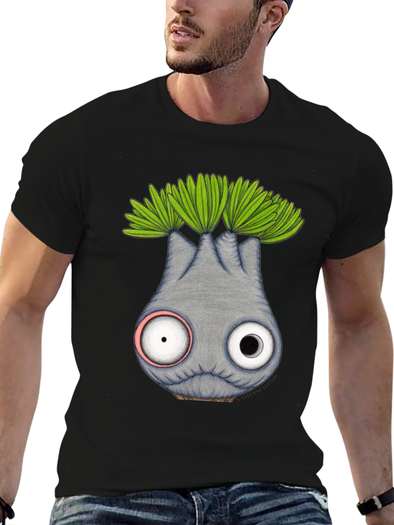 Whimsical Eyeball Plant Creature Graphic Tee