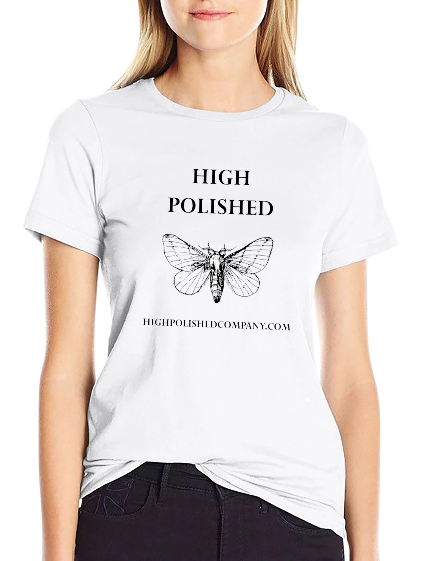 High Polished Moth Graphic Tee - Black