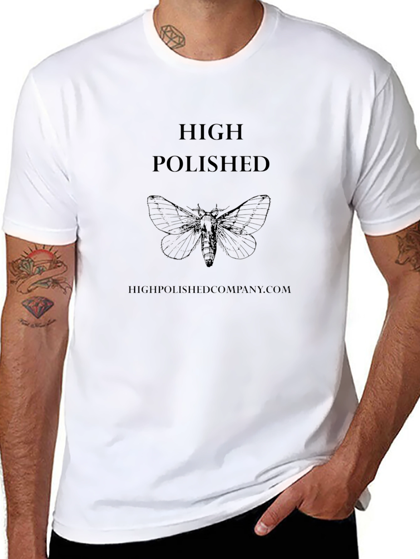 High Polished Moth Graphic Tee - Black