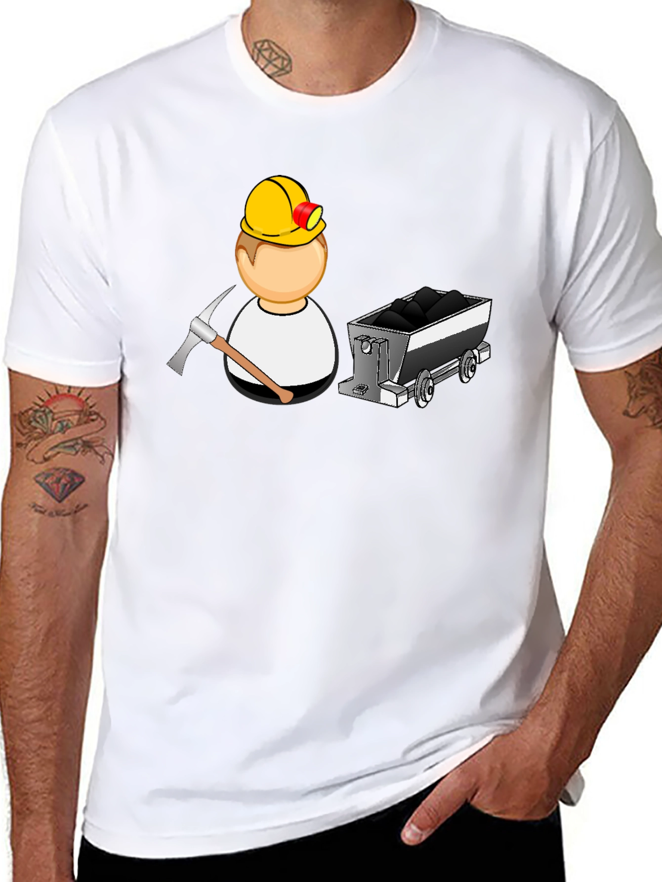 Miner Cartoon Black T-Shirt