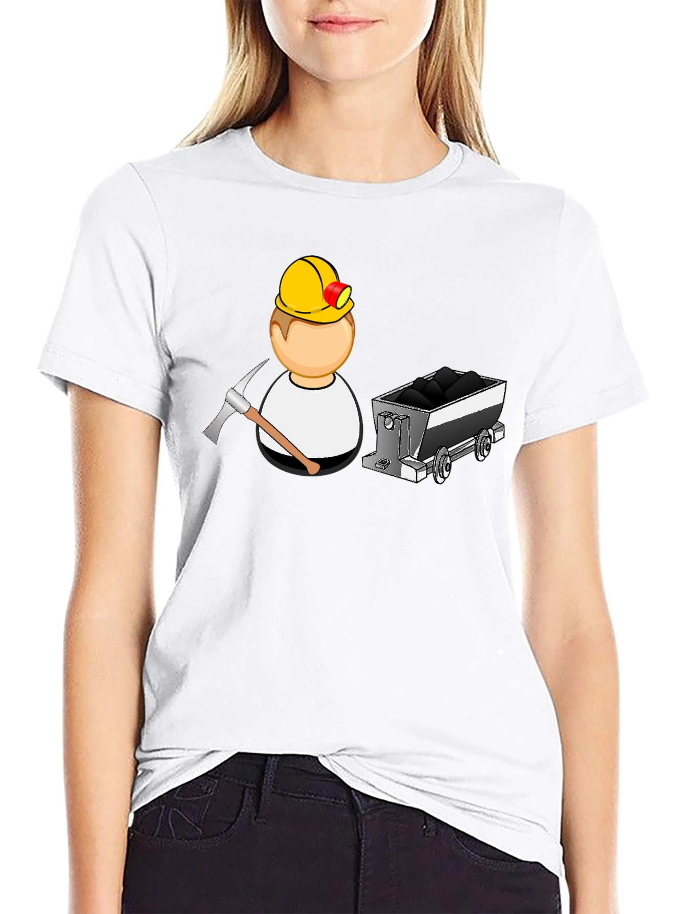 Miner Cartoon Black T-Shirt