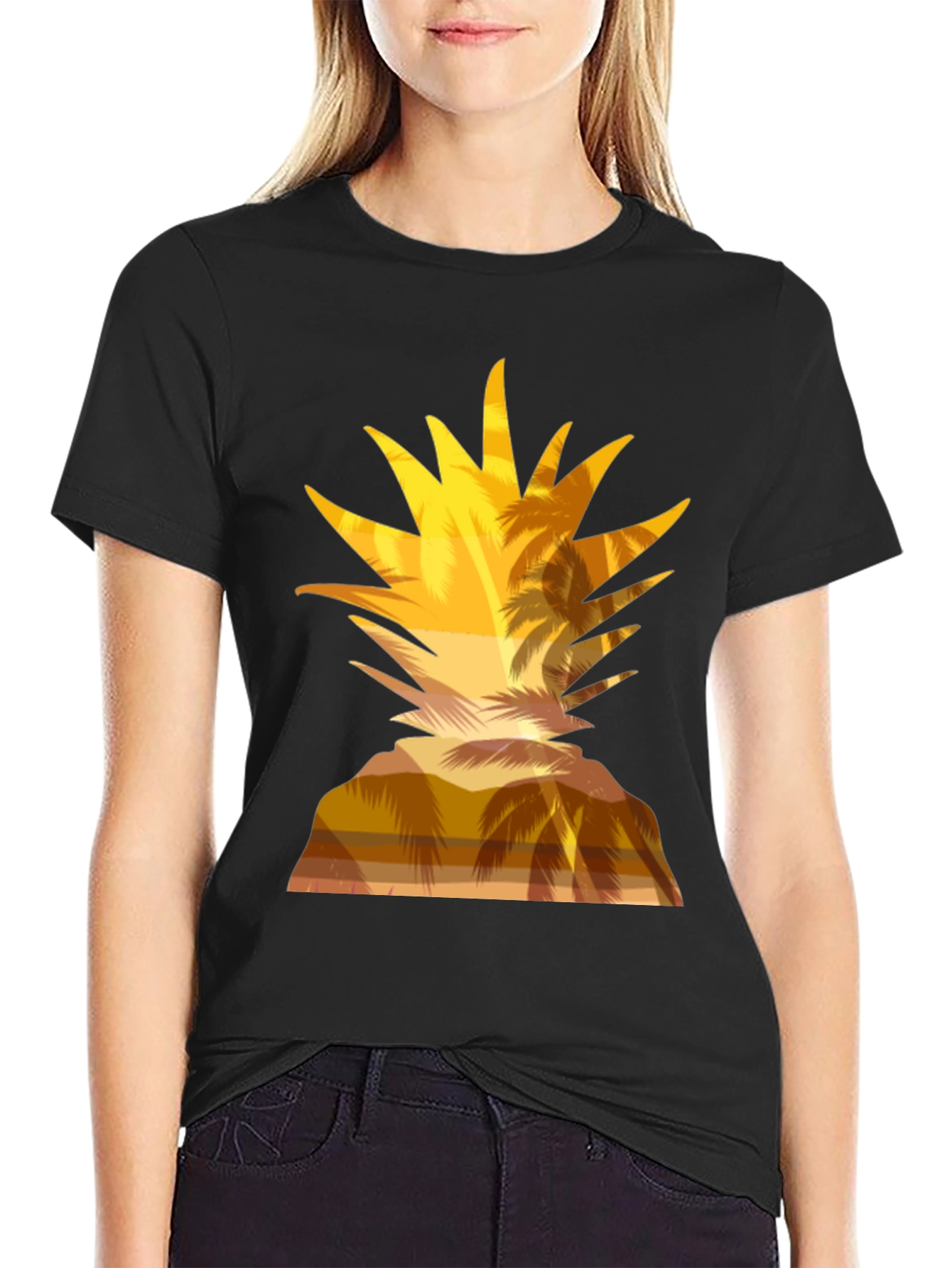 Tropical Pineapple Sunset Graphic T-Shirt