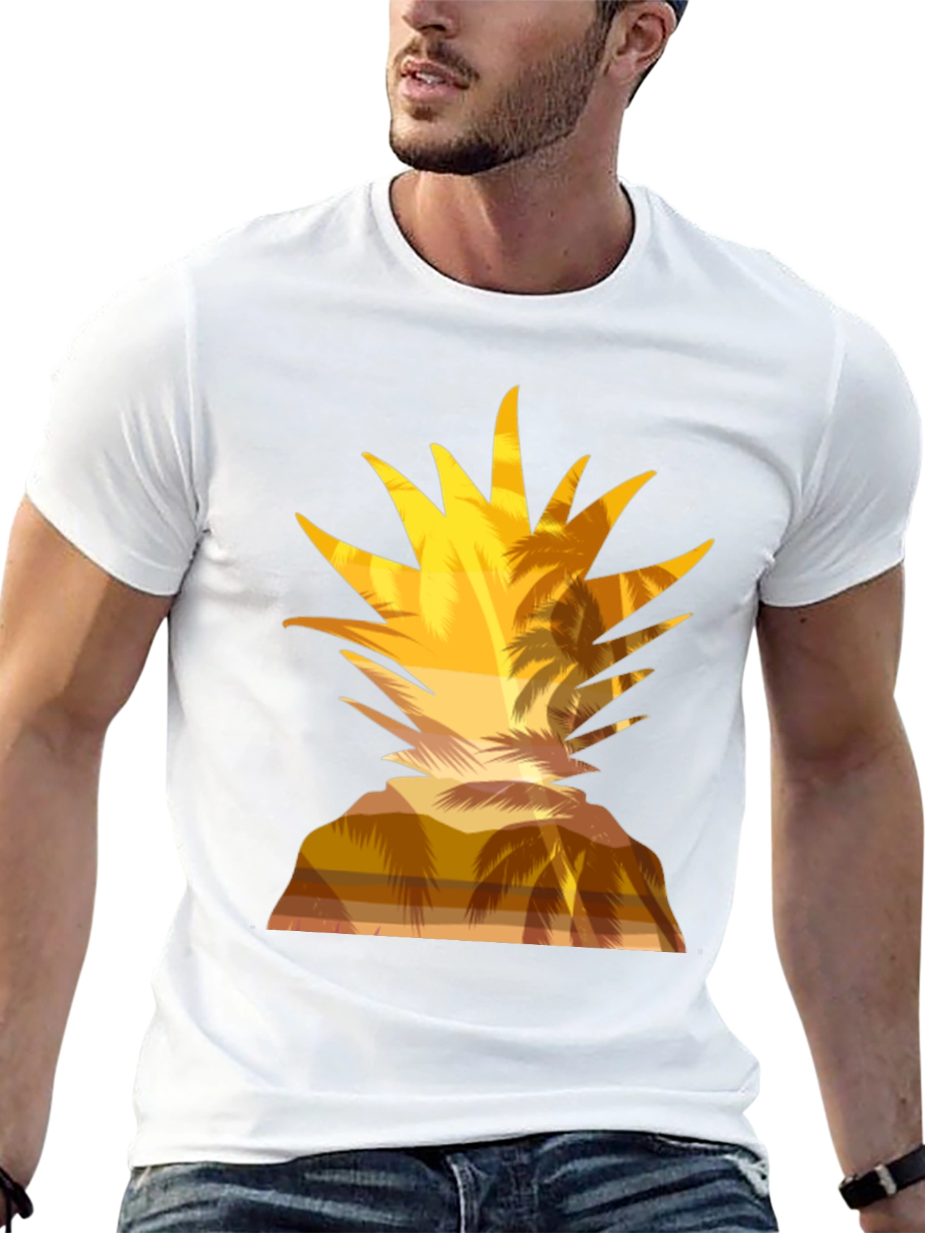 Tropical Pineapple Sunset Graphic T-Shirt