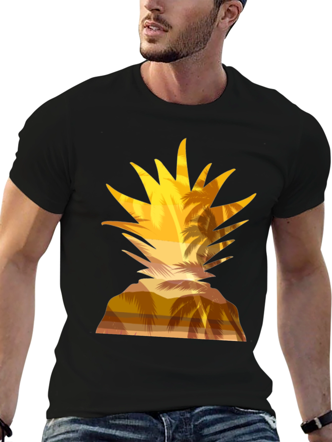 Tropical Pineapple Sunset Graphic T-Shirt