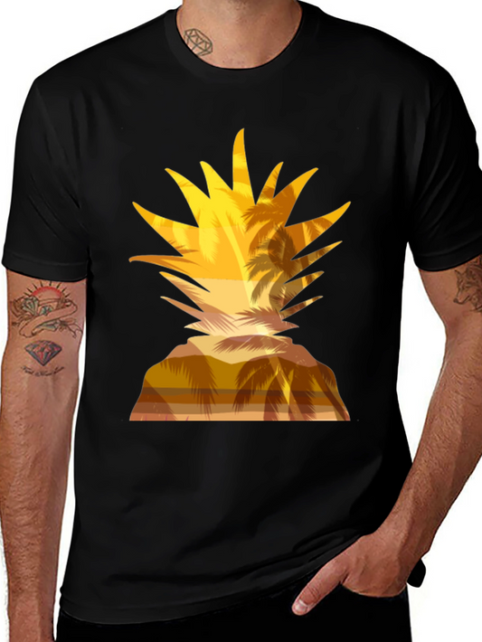 Tropical Pineapple Sunset Graphic T-Shirt