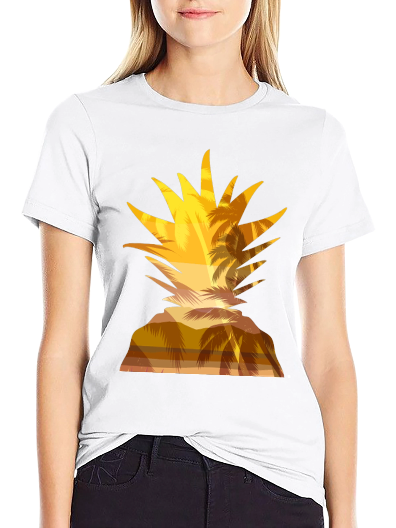 Tropical Pineapple Sunset Graphic T-Shirt