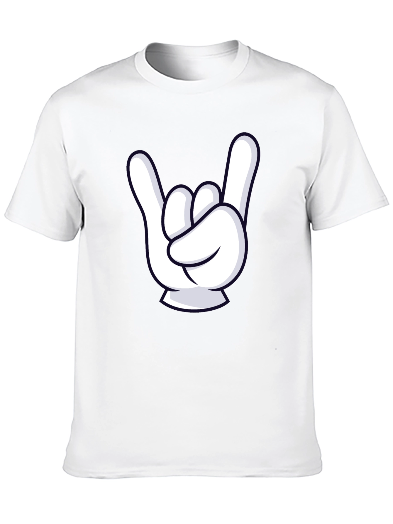 Rock On Cartoon Hand Black T-Shirt