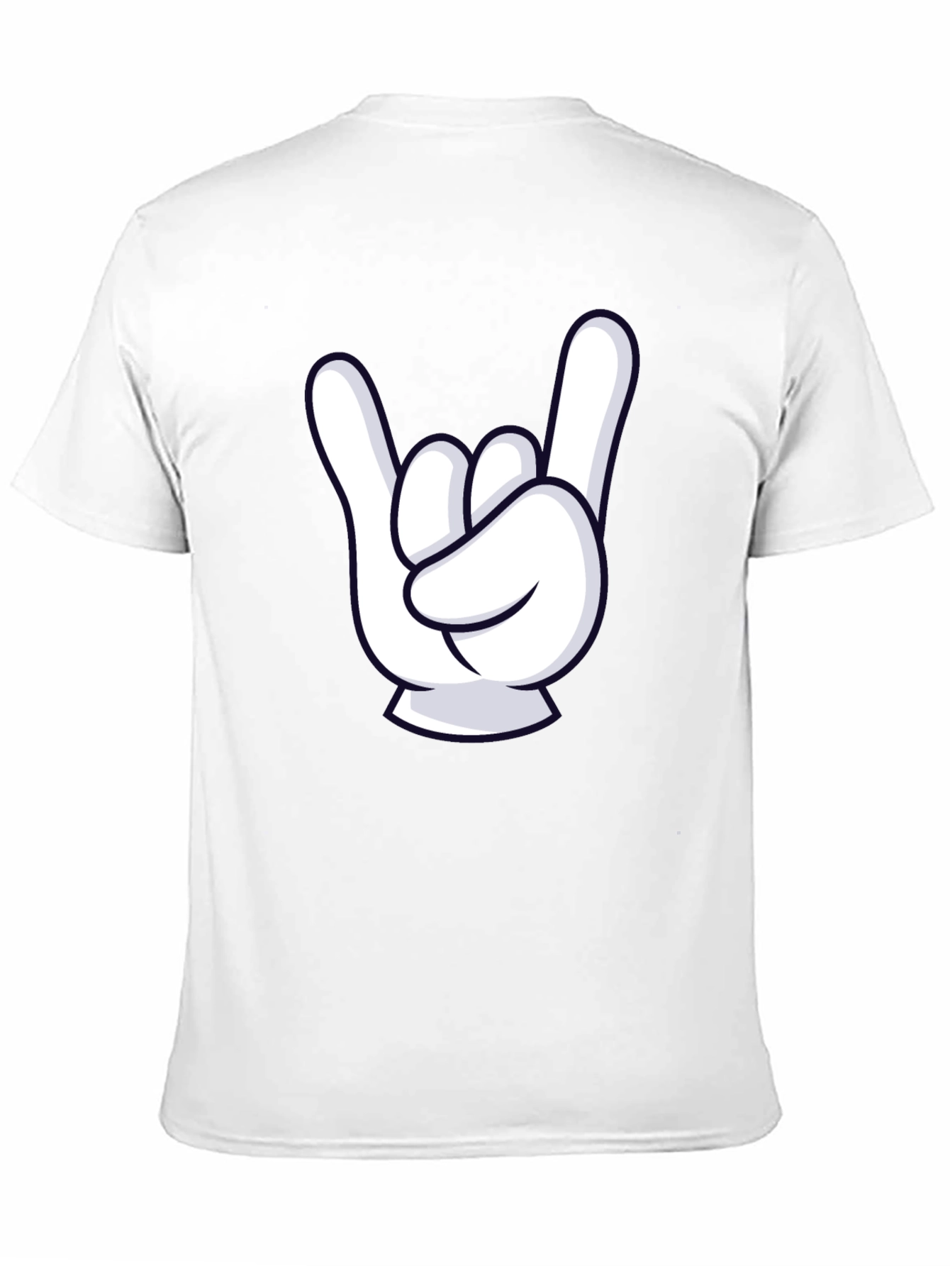 Rock On Cartoon Hand Black T-Shirt