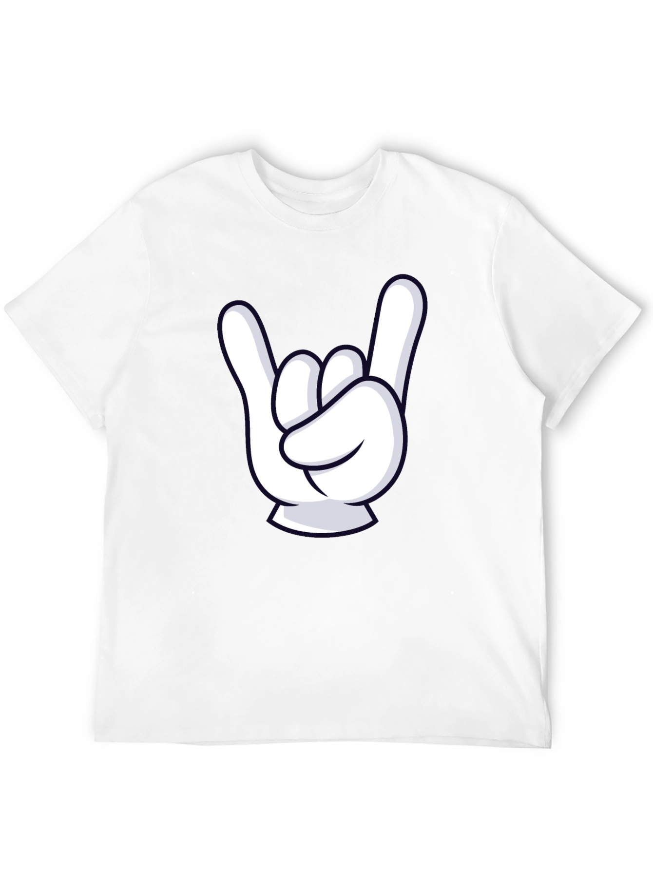 Rock On Cartoon Hand Black T-Shirt