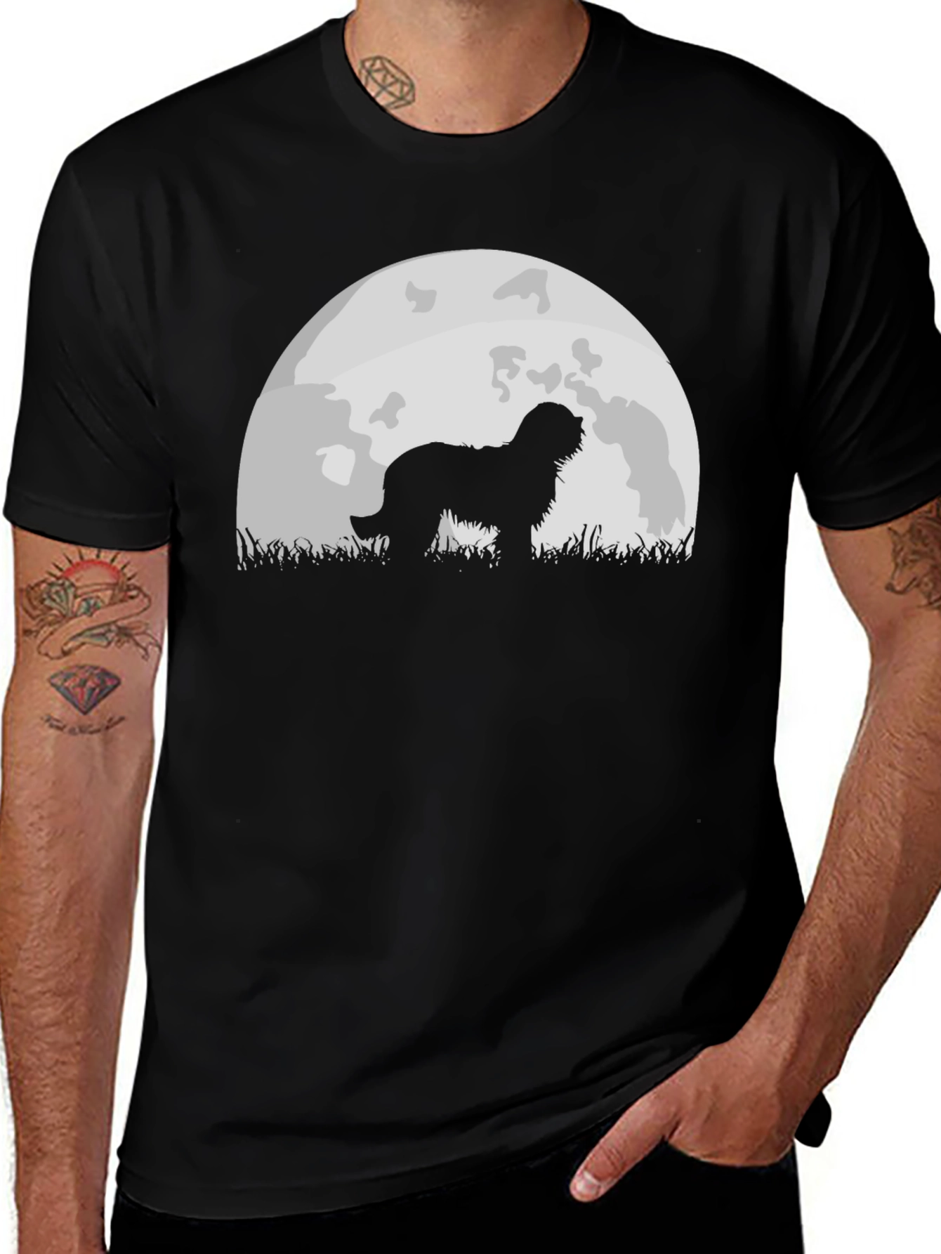 Dog Silhouette Moon Graphic Tee