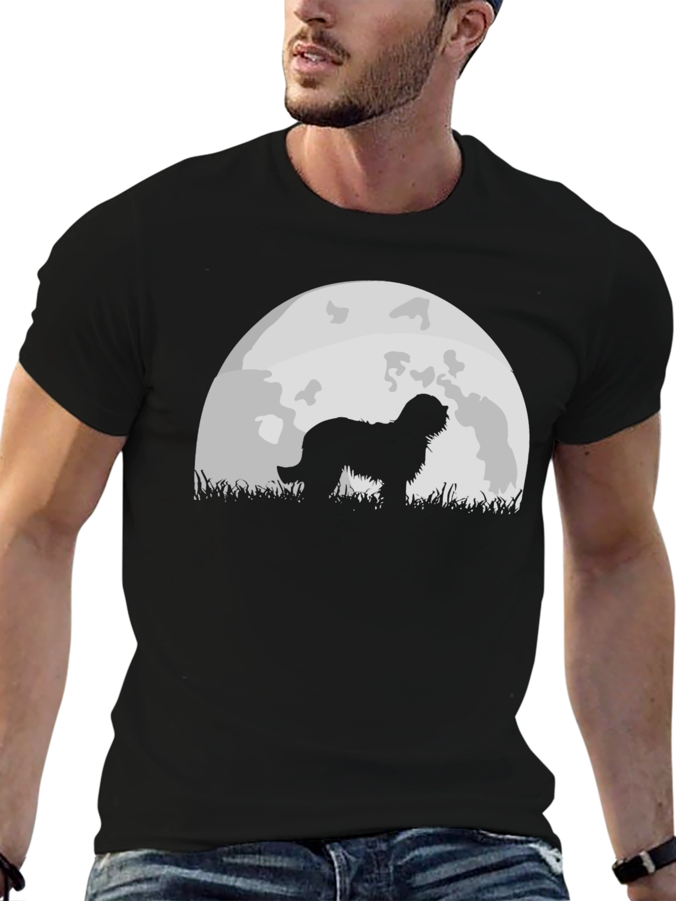 Dog Silhouette Moon Graphic Tee