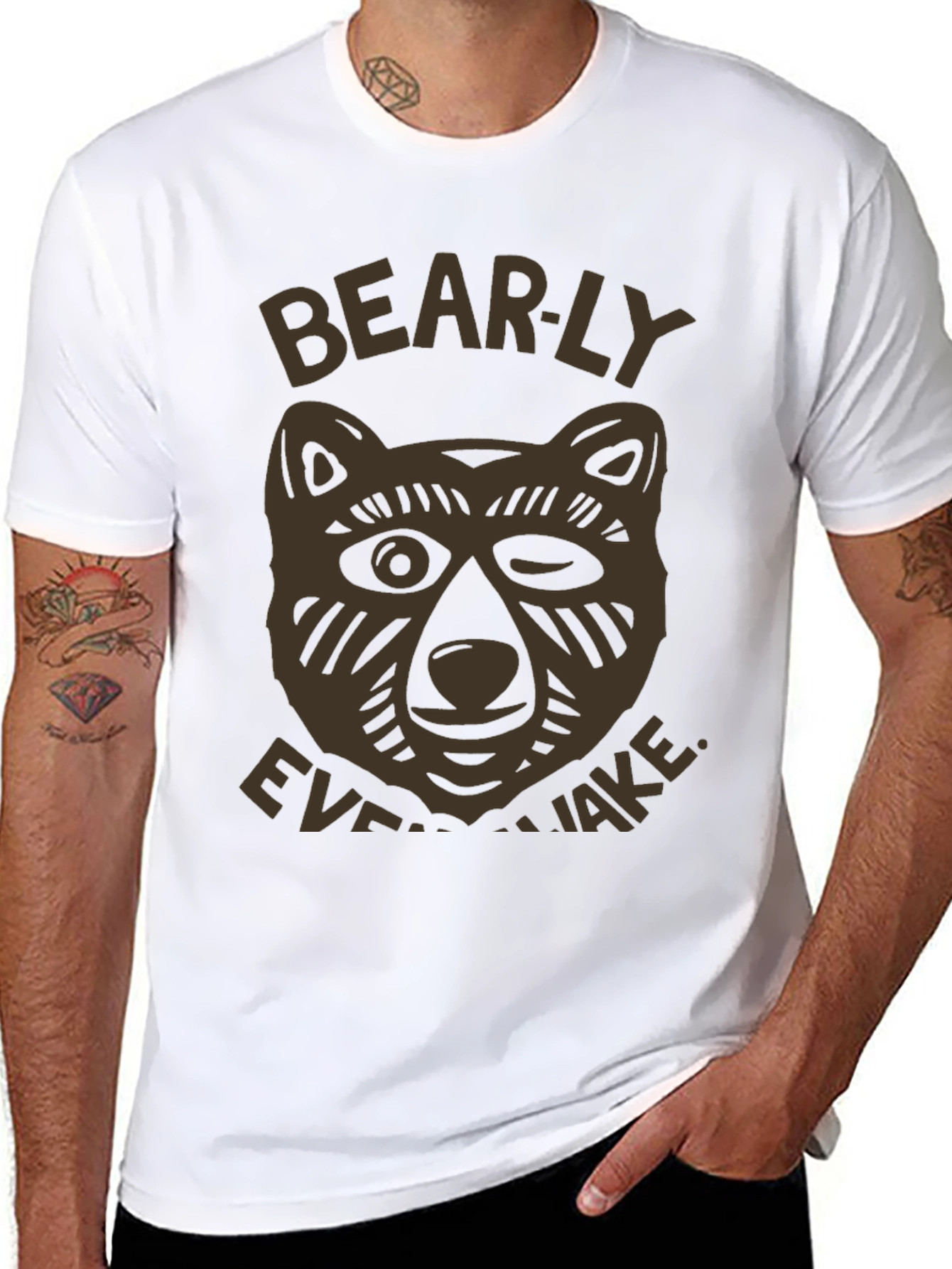 Bearly Awake Graphic T-Shirt - Mens Black Tee