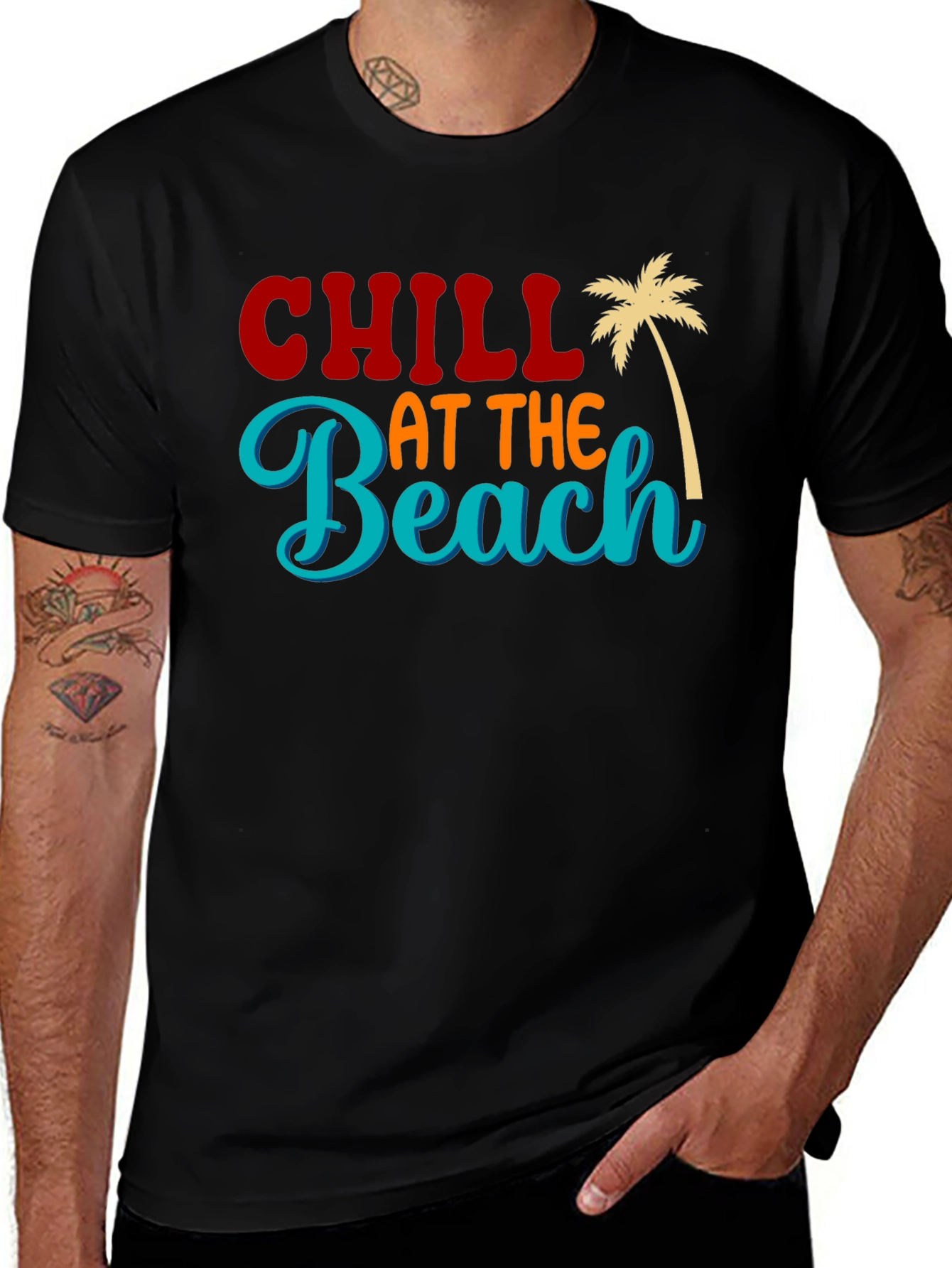 Chill at the Beach Black Graphic Tee