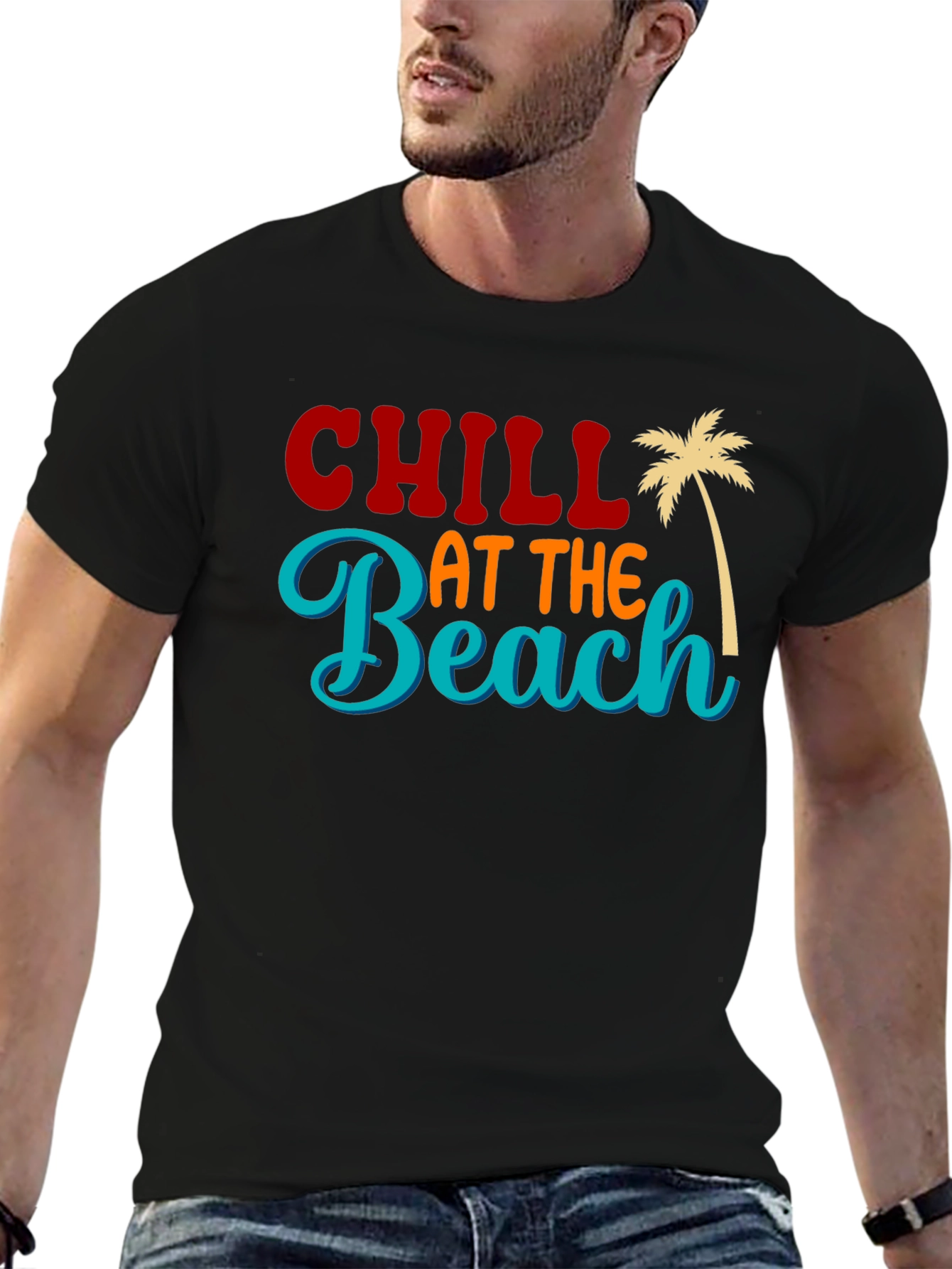 Chill at the Beach Black Graphic Tee