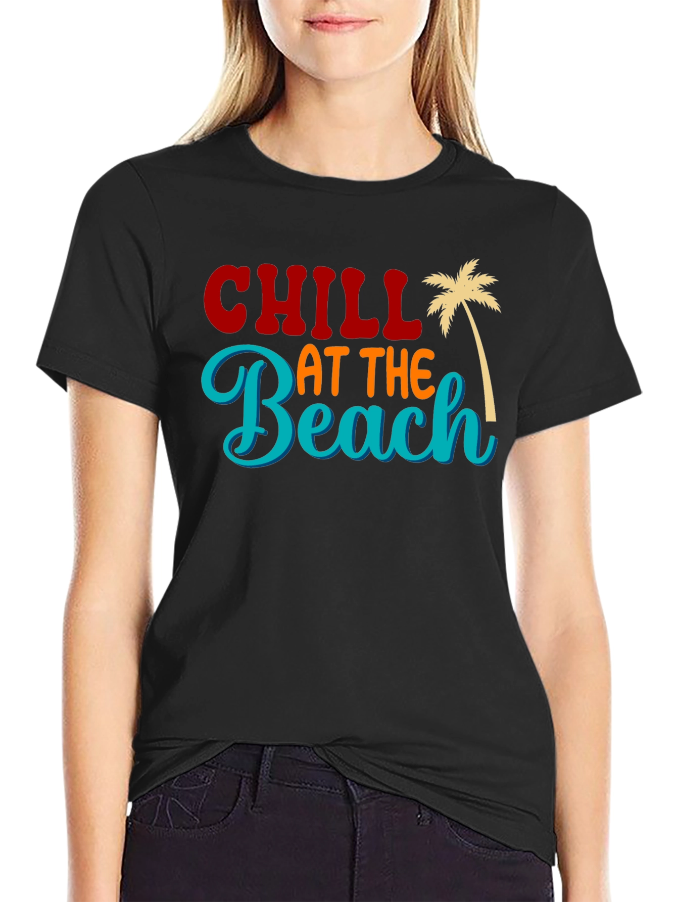 Chill at the Beach Black Graphic Tee