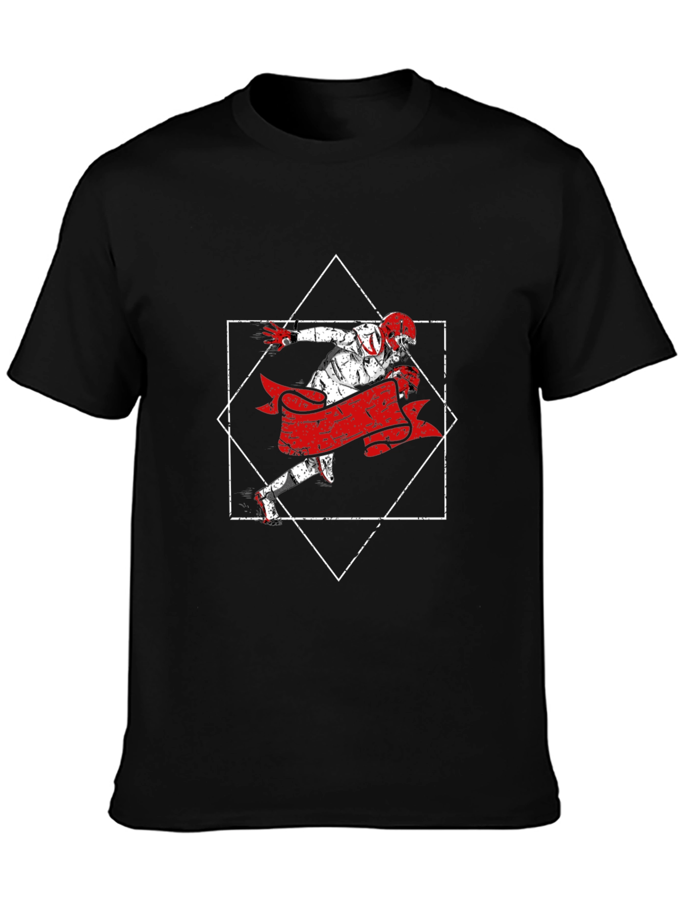 Football Player Graphic Tee - Black Cotton