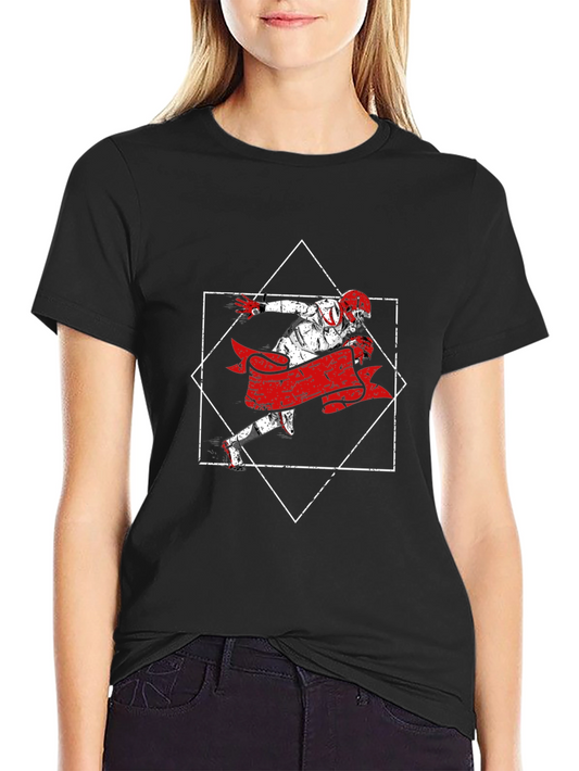 Football Player Graphic Tee - Black Cotton