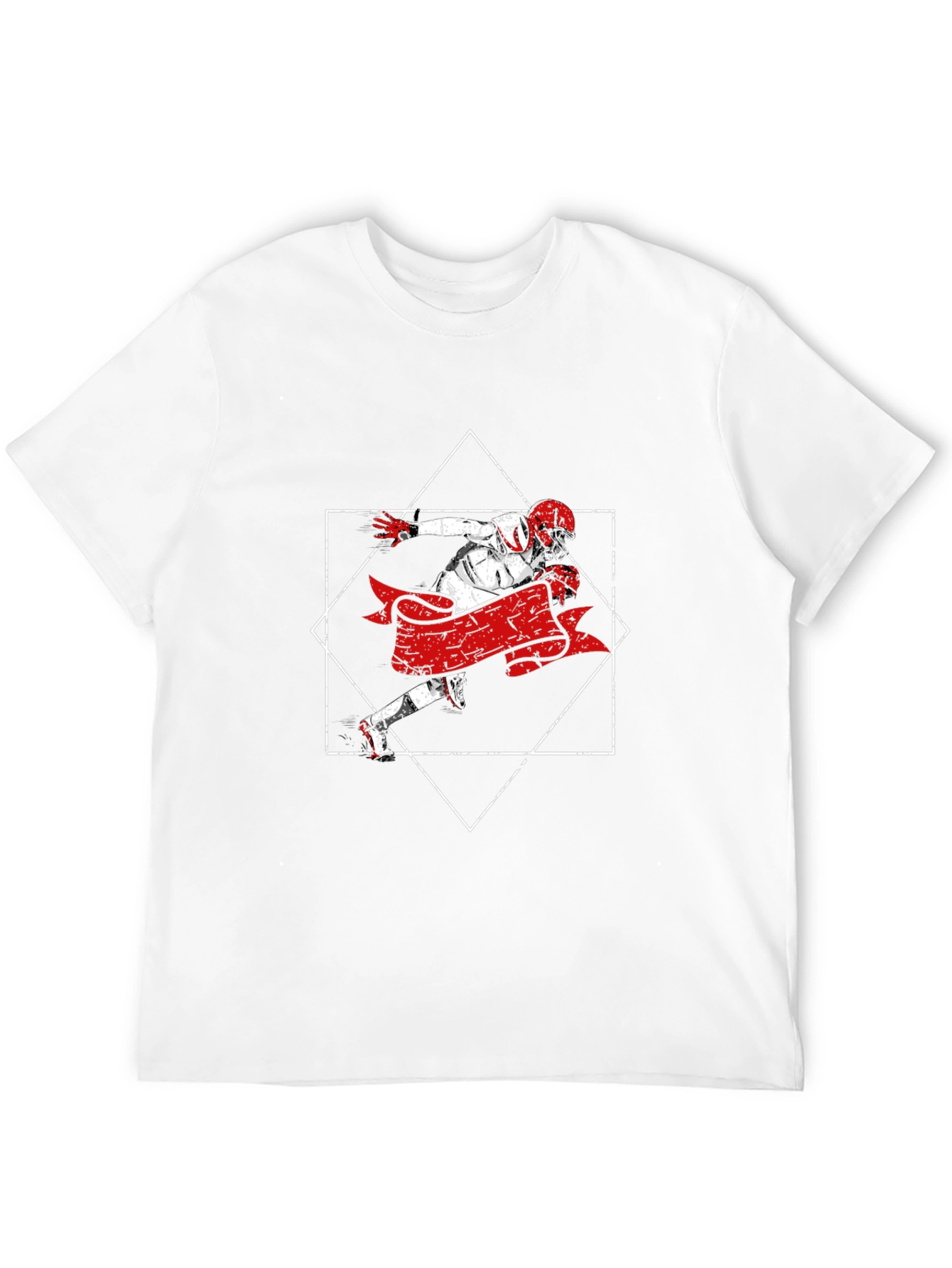 Football Player Graphic Tee - Black Cotton