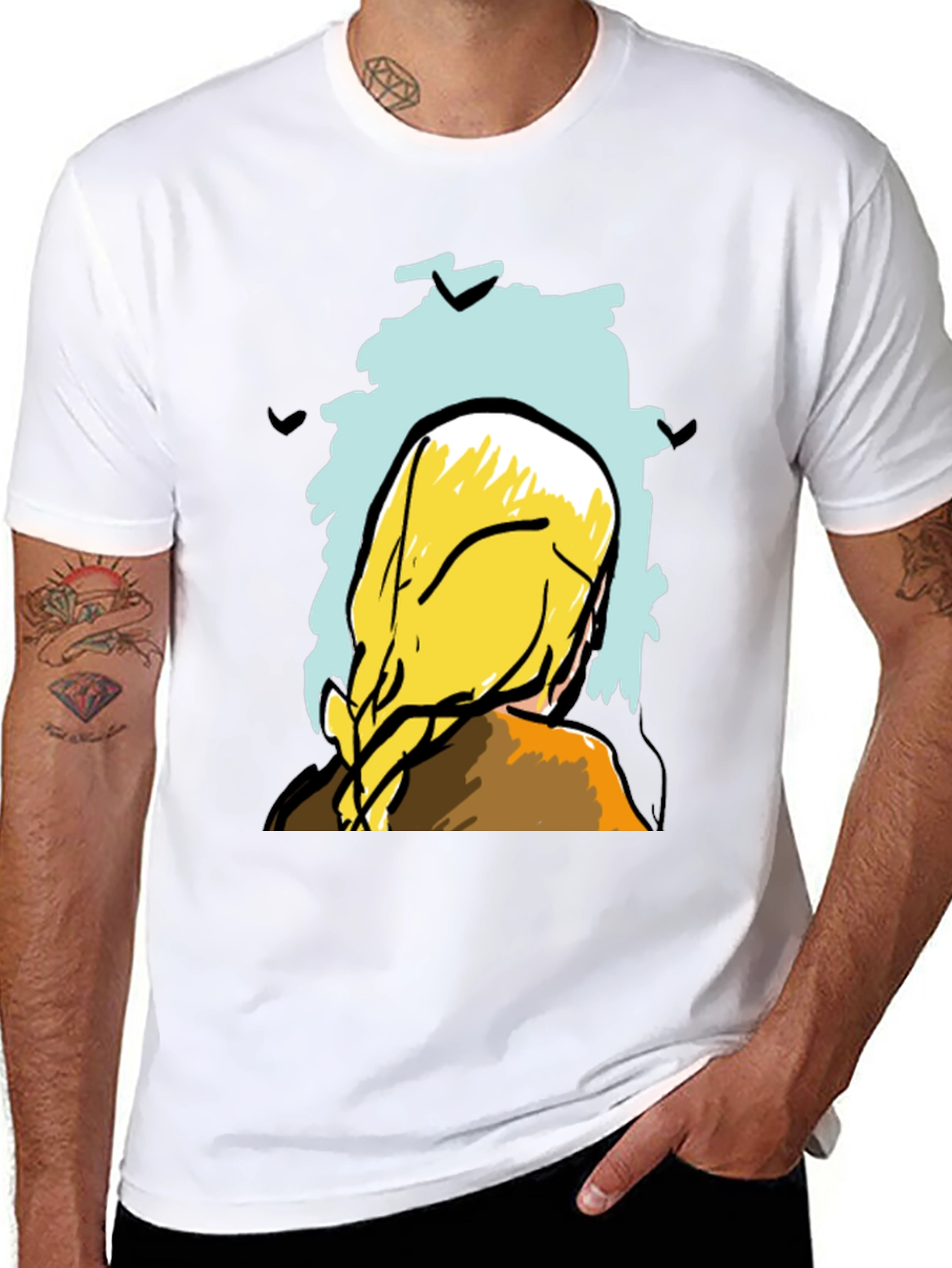 Abstract Woman Graphic Tee - Stylish Black T-Shirt