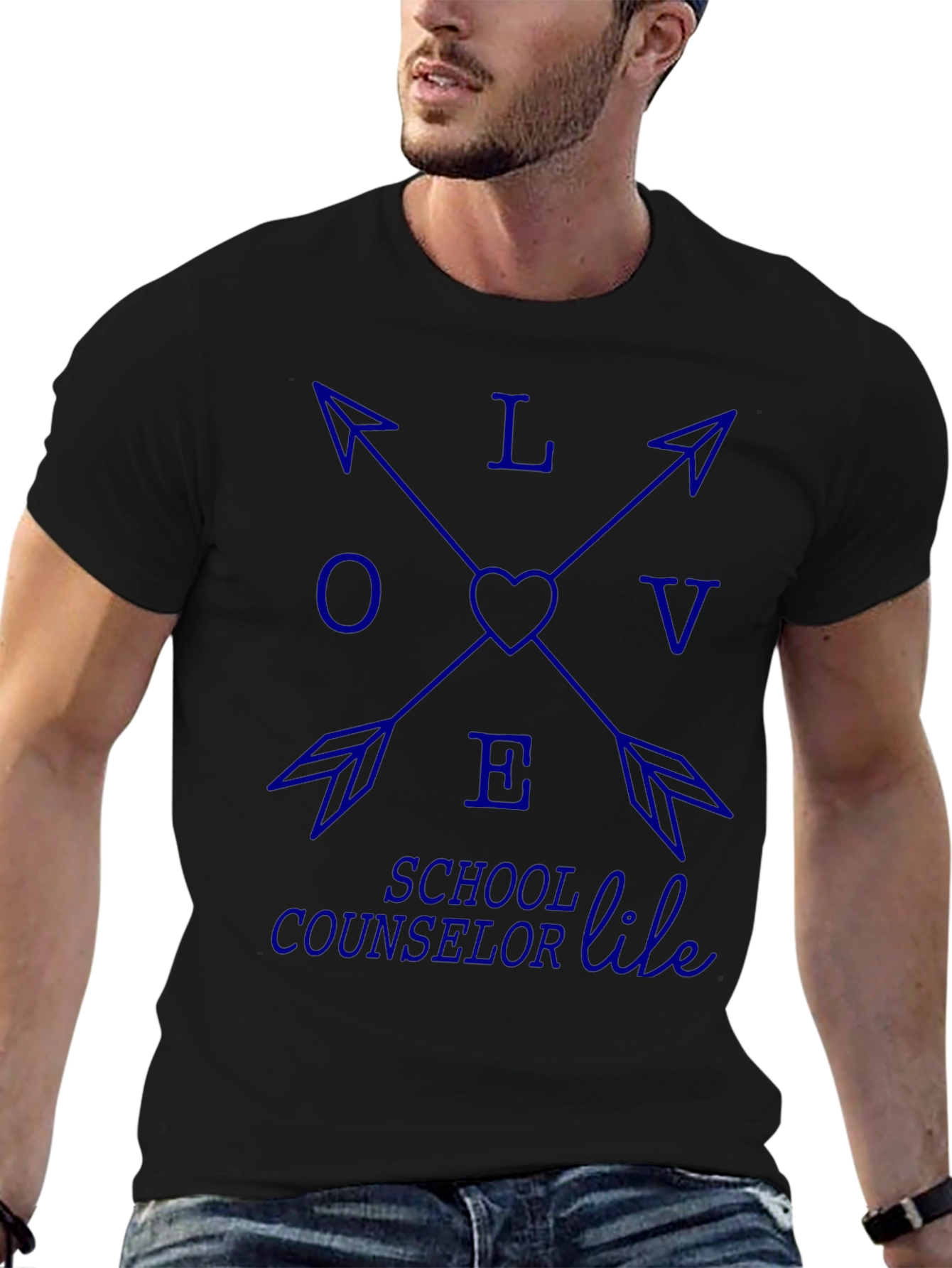 Love School Counselor Life Black Tee