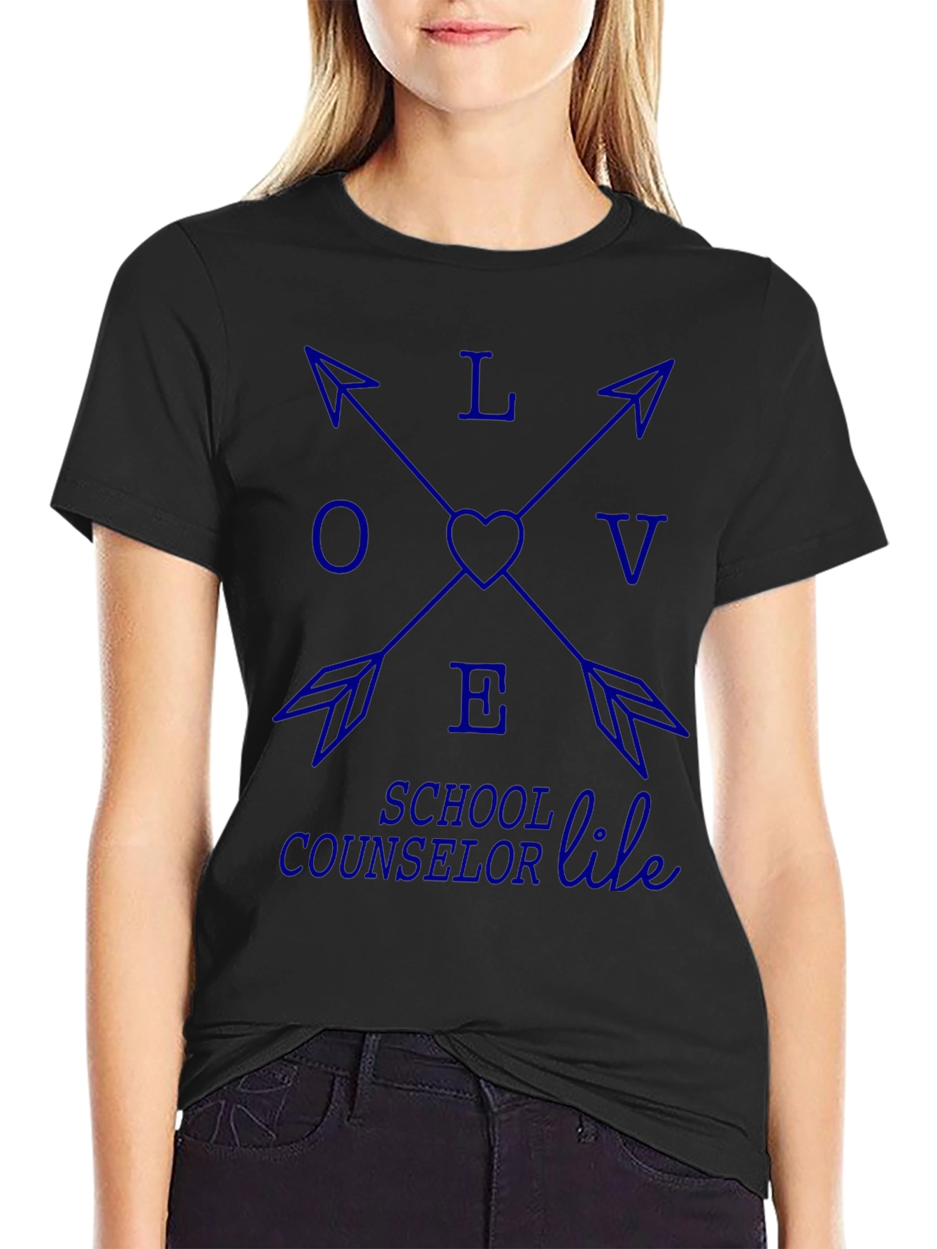 Love School Counselor Life Black Tee