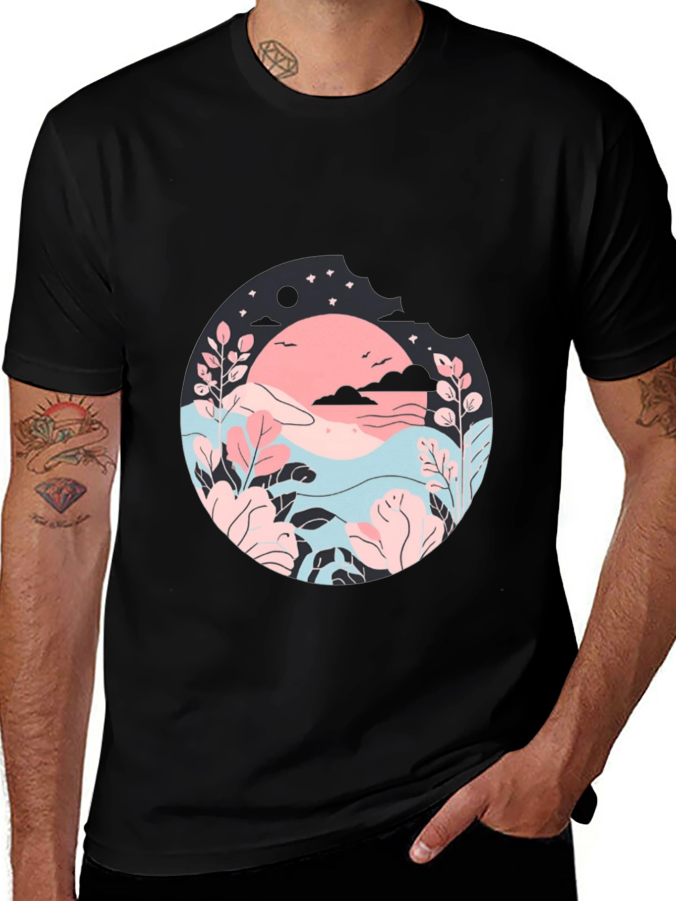 Nature Inspired Graphic T-Shirt - Black