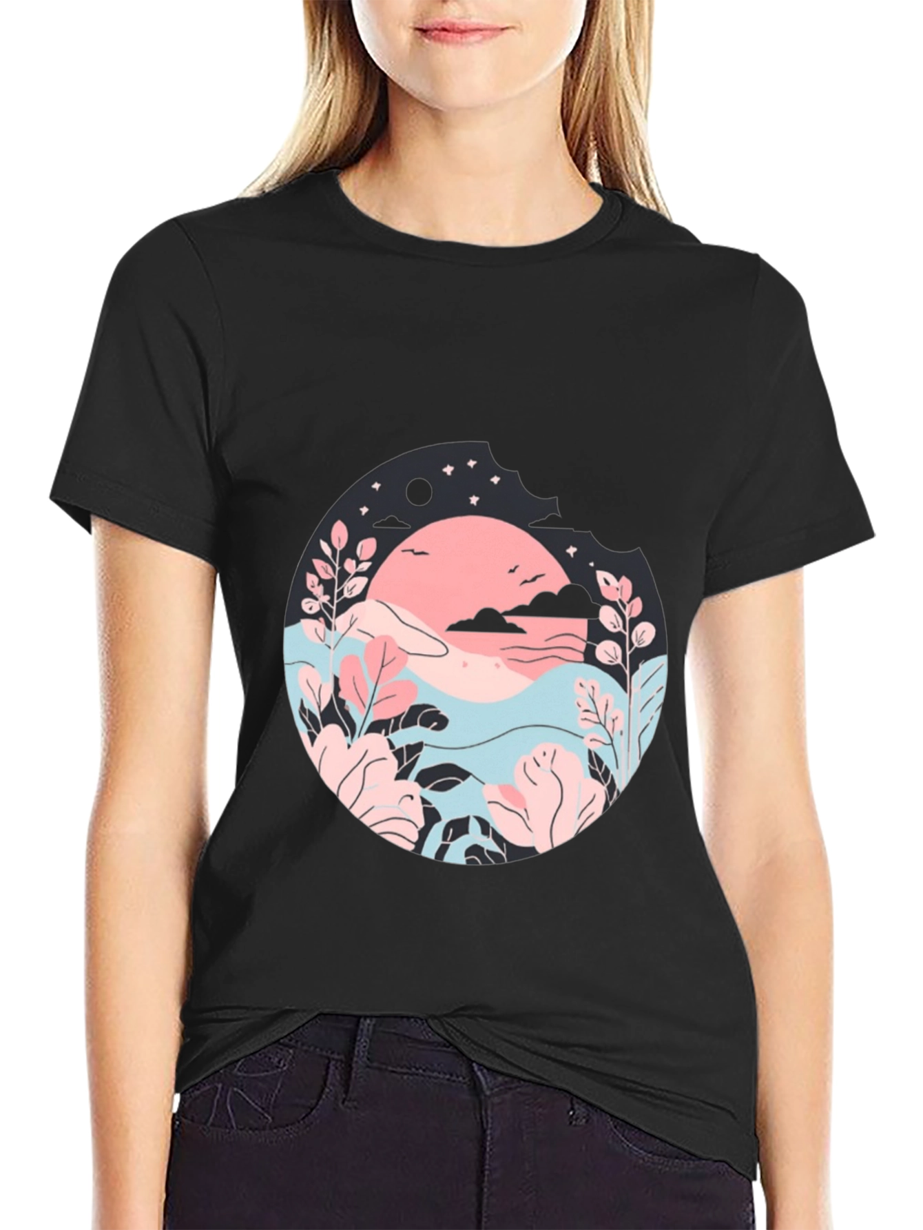 Nature Inspired Graphic T-Shirt - Black