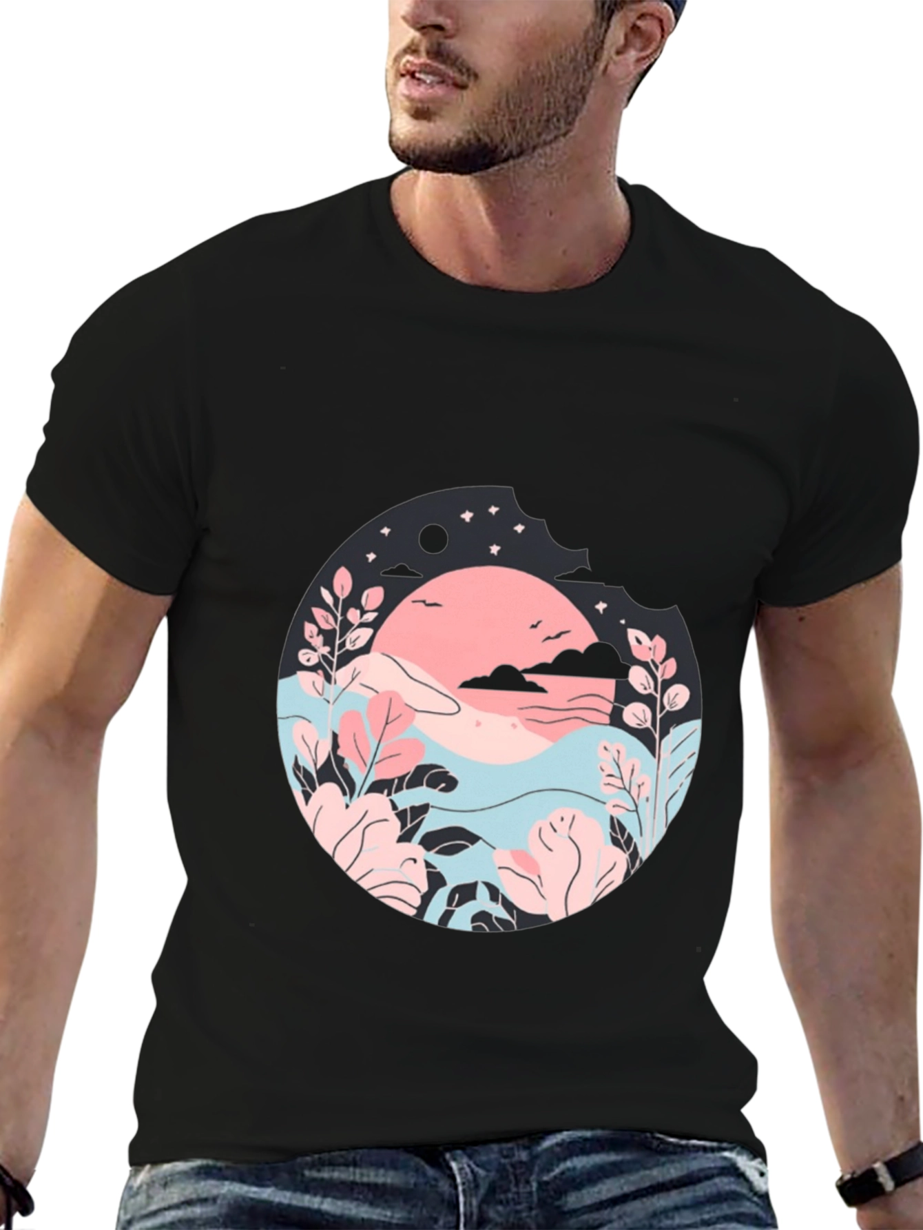Nature Inspired Graphic T-Shirt - Black