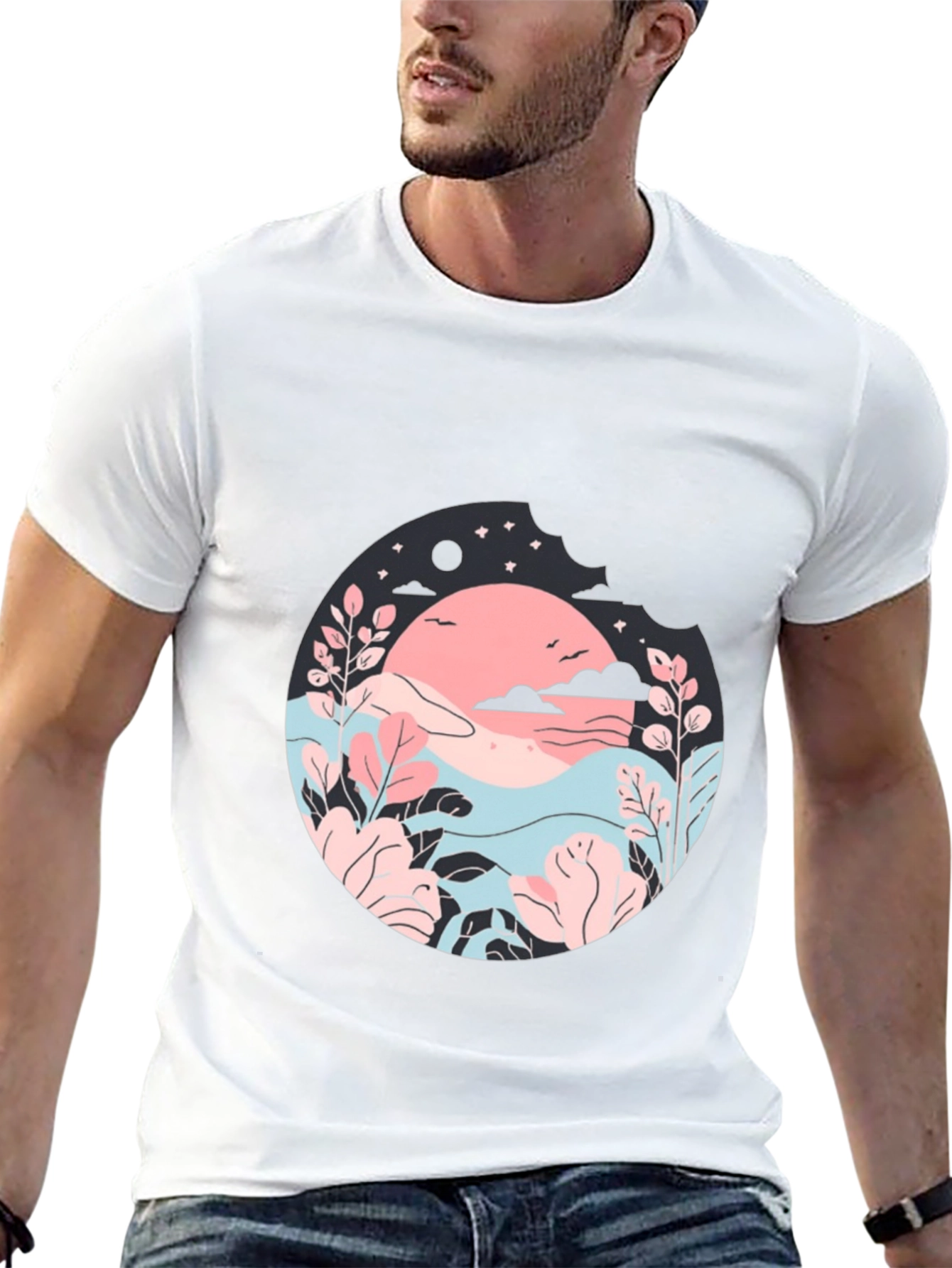 Nature Inspired Graphic T-Shirt - Black