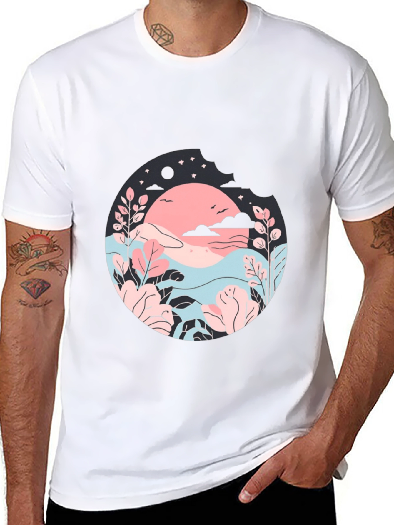 Nature Inspired Graphic T-Shirt - Black