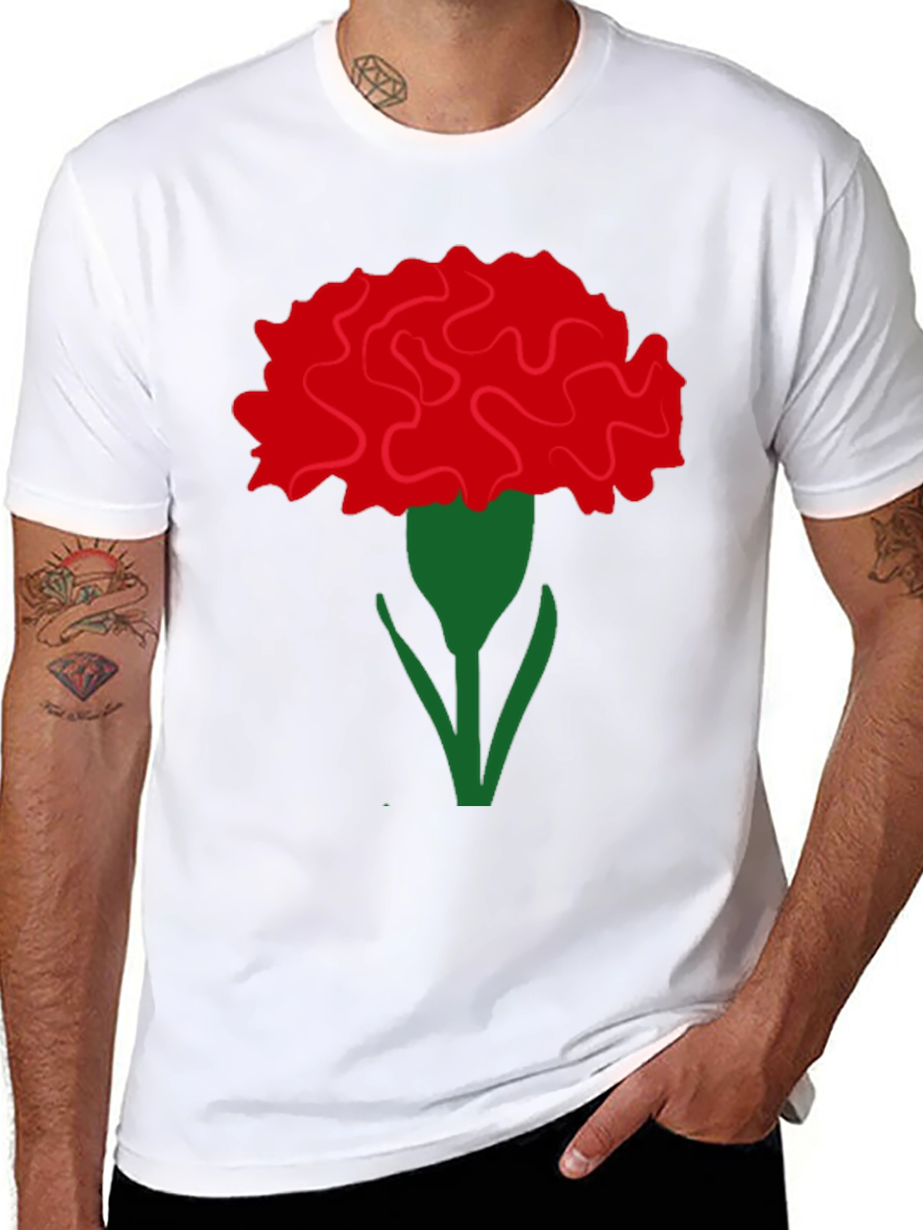 Floral Carnation Graphic Tee - Stylish & Unique