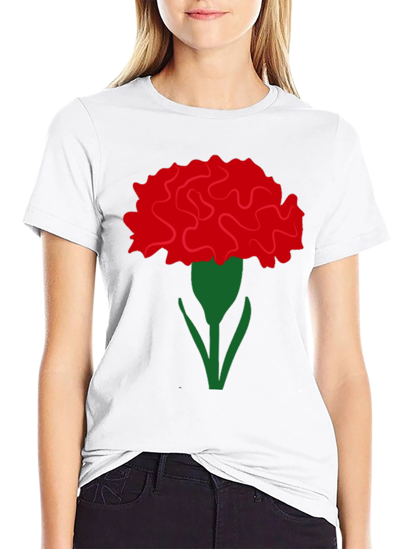 Floral Carnation Graphic Tee - Stylish & Unique