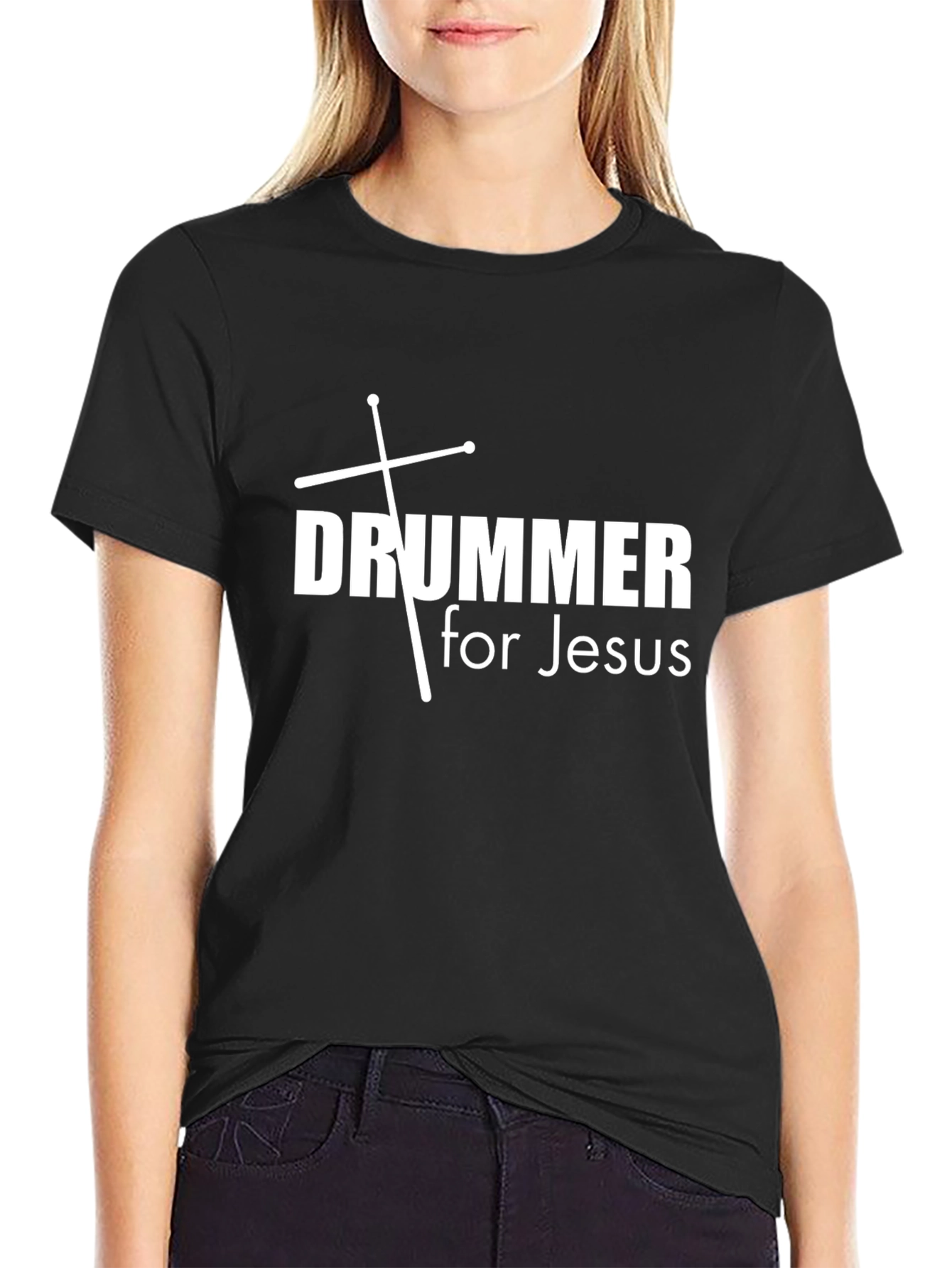 Drummer for Jesus Black T-Shirt Christian Music