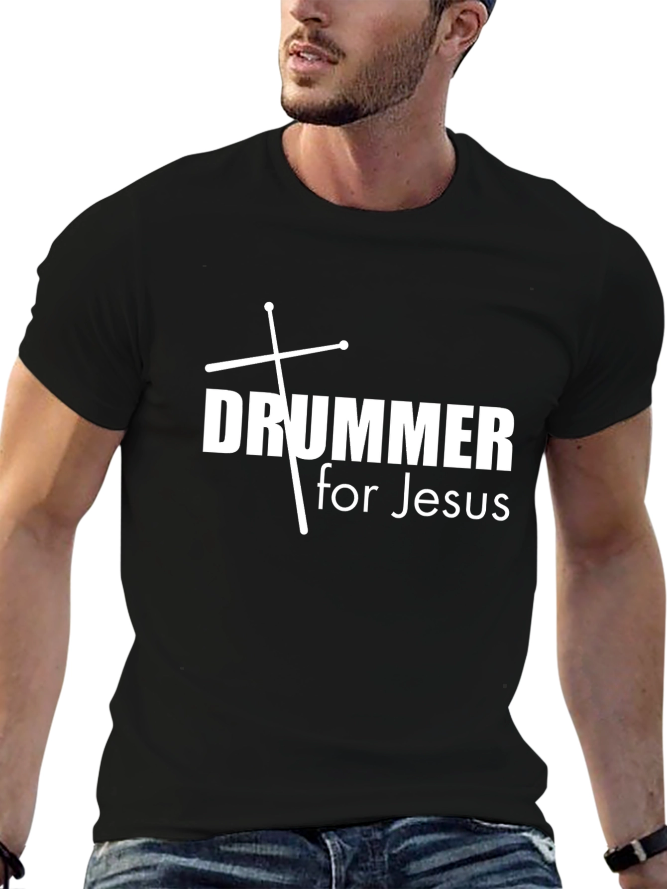 Drummer for Jesus Black T-Shirt Christian Music