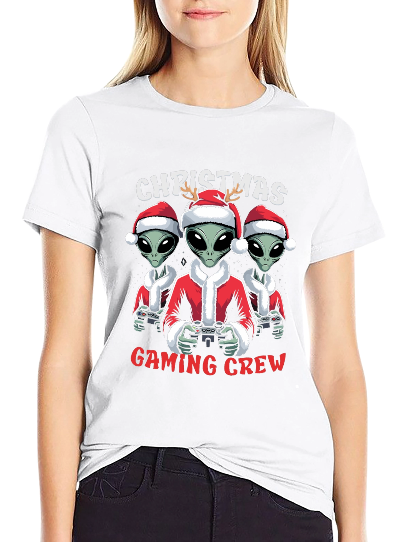 Christmas Alien Gaming Crew T-Shirt