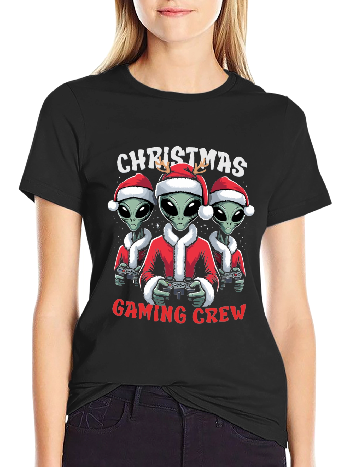 Christmas Alien Gaming Crew T-Shirt