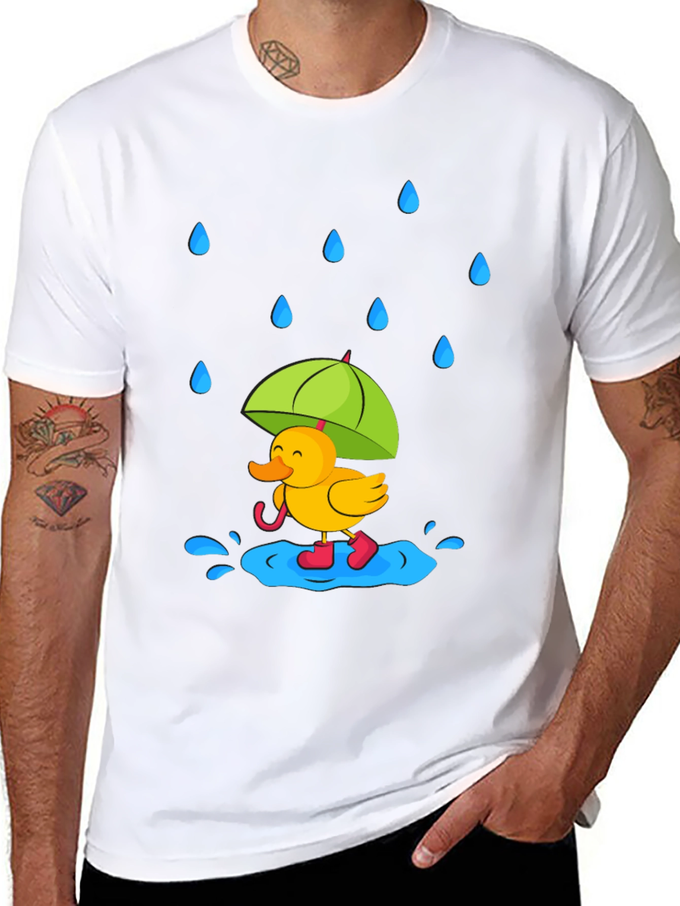 Rainy Day Duck T-Shirt - Cute Cartoon Graphic Tee