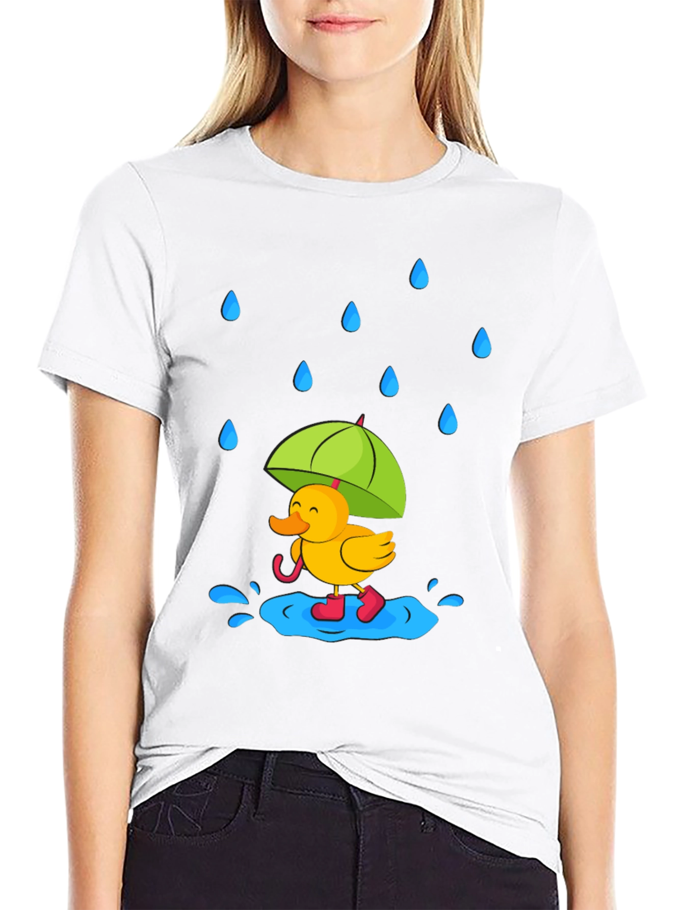 Rainy Day Duck T-Shirt - Cute Cartoon Graphic Tee