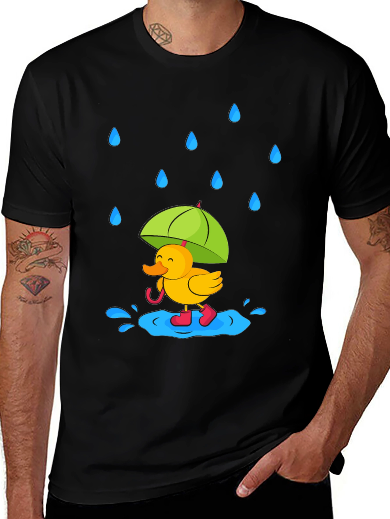 Rainy Day Duck T-Shirt - Cute Cartoon Graphic Tee