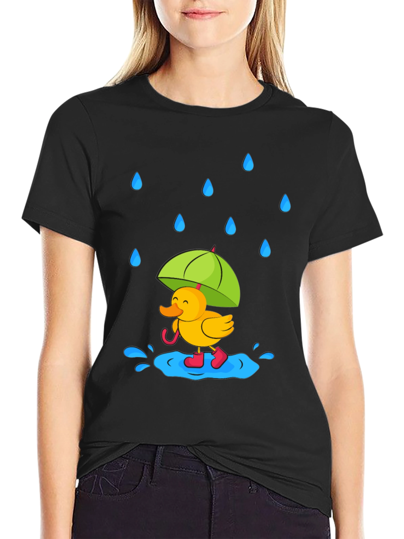 Rainy Day Duck T-Shirt - Cute Cartoon Graphic Tee