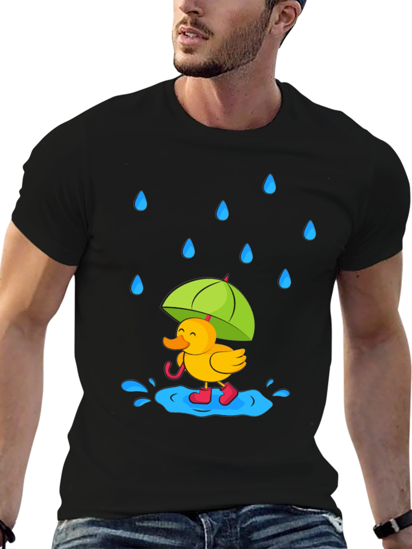 Rainy Day Duck T-Shirt - Cute Cartoon Graphic Tee