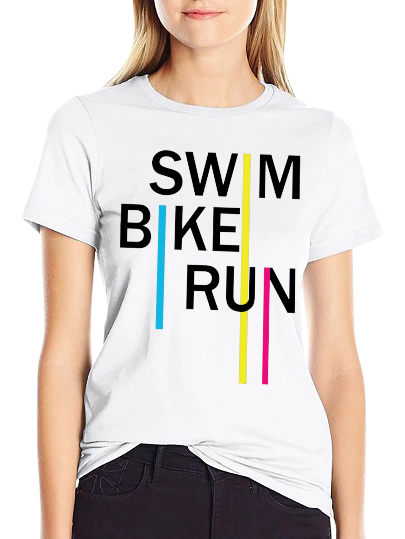 Swim Bike Run Triathlon T-Shirt - Black