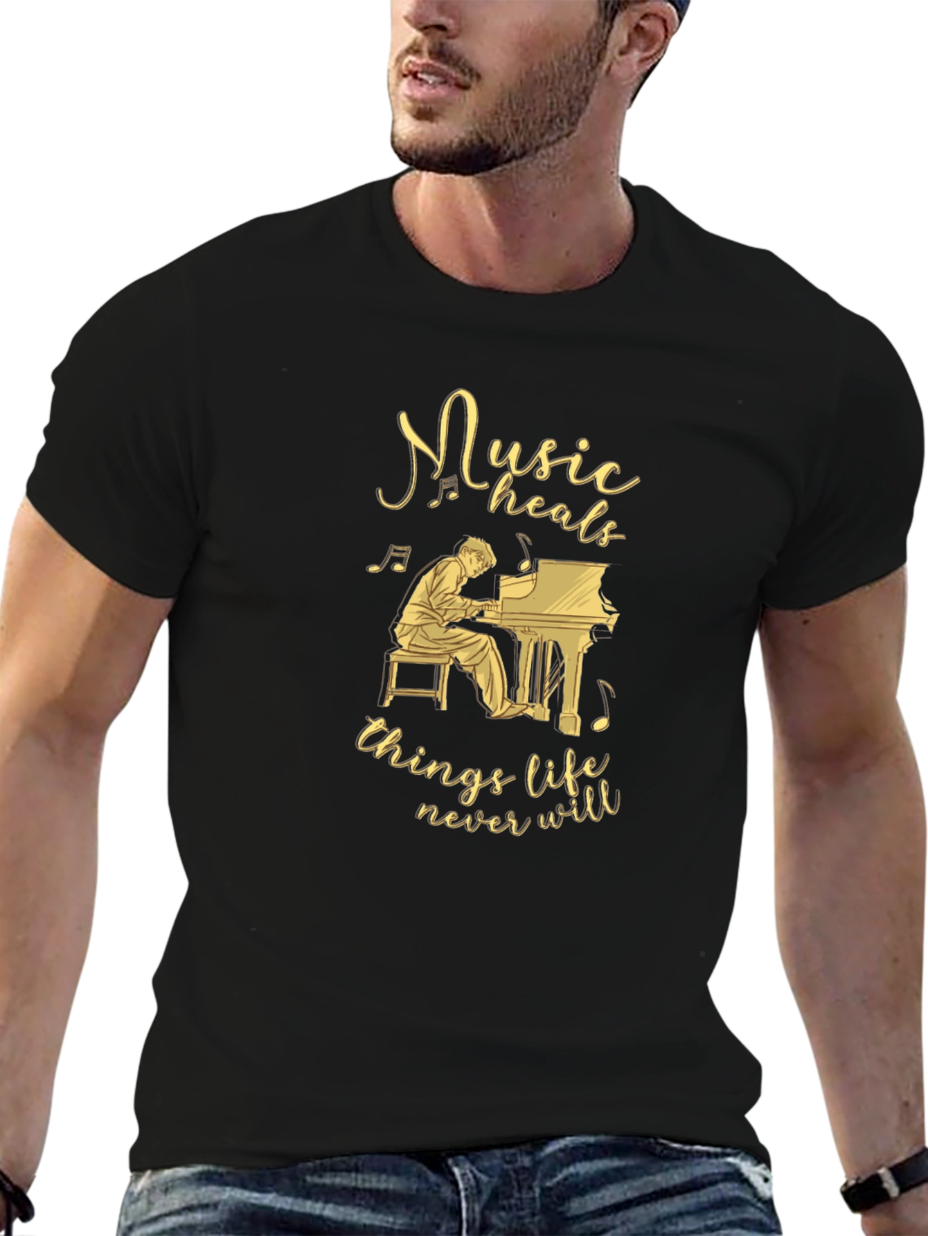 Music Heals Piano Graphic Tee